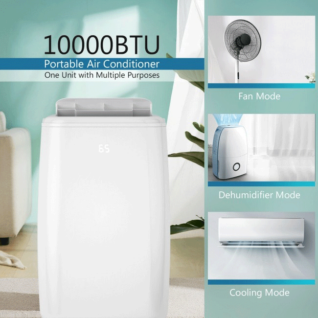 Small Portable Indoor Air Conditioner System W/ Remote Control, 10000 BTU - SAKSBY.com - Features, Text View