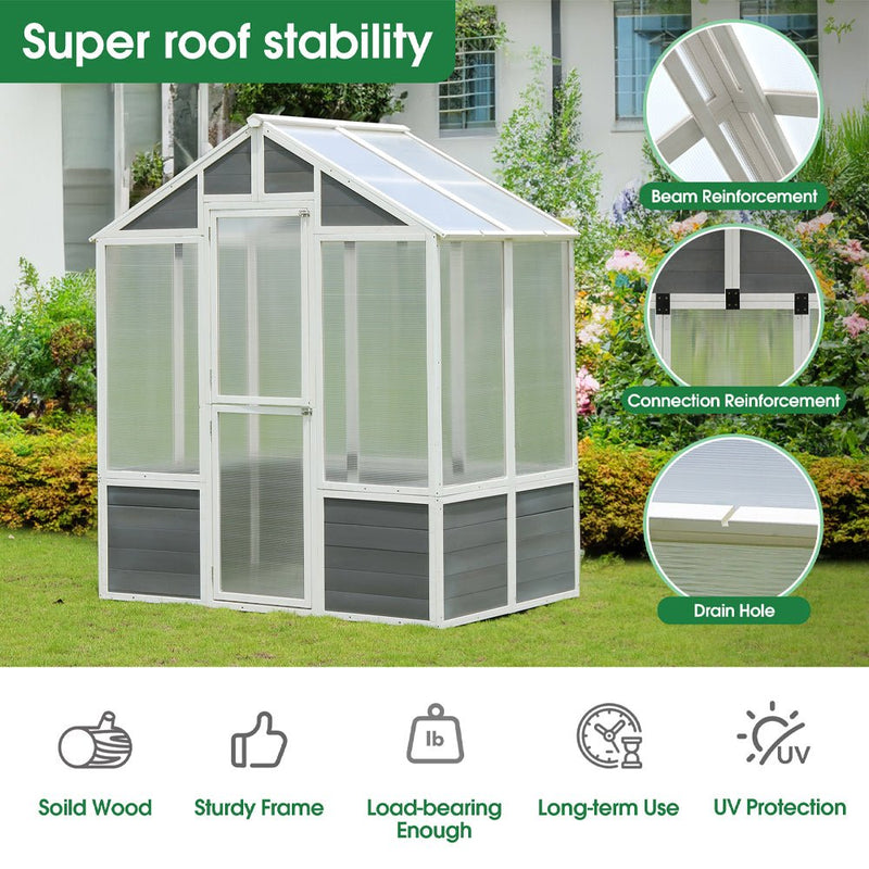 SNG Outdoor Walk-In Polycarbonate Garden Greenhouse With Drain Holes, 4x6FT (94251873) - SAKSBY.com - Greenhouses - SAKSBY.com