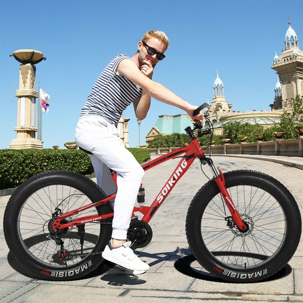SOIKING 26" Heavy Duty Fat Tire Mountain Beach Cruiser Trek Bike - SAKSBY.com - Mountain Bicycles - SAKSBY.com
