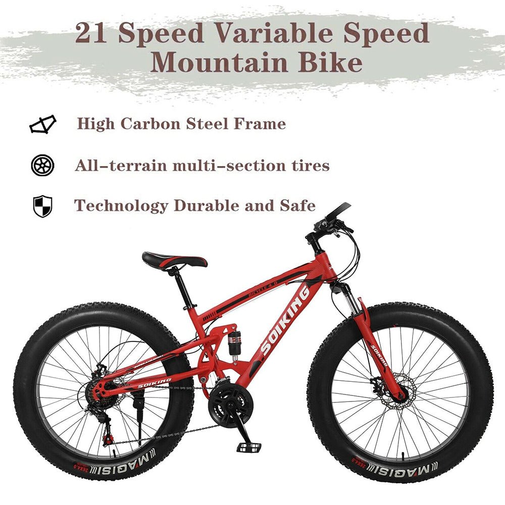 SOIKING 26" Heavy Duty Fat Tire Mountain Beach Cruiser Trek Bike - SAKSBY.com - Mountain Bicycles - SAKSBY.com