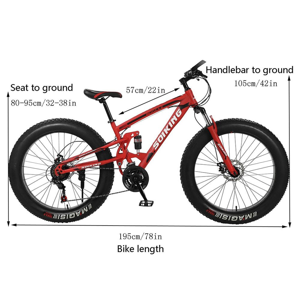 SOIKING 26" Heavy Duty Fat Tire Mountain Beach Cruiser Trek Bike - SAKSBY.com - Mountain Bicycles - SAKSBY.com