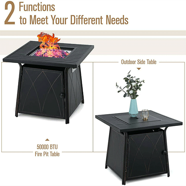 SOPHIA & WILLIAM Outdoor Gas Fire Pit Table Set W/ Cushioned Swivel Dining Chairs, 5PCS - SAKSBY.com - Comparison View