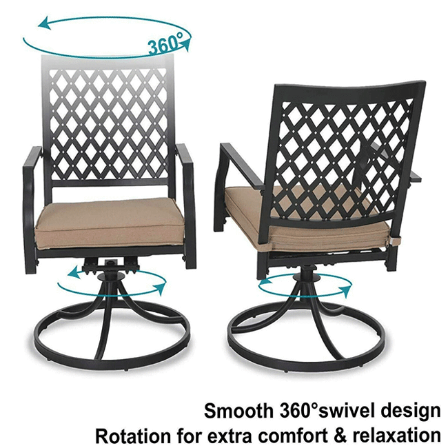 SOPHIA & WILLIAM Outdoor Gas Fire Pit Table Set W/ Cushioned Swivel Dining Chairs, 5PCS - SAKSBY.com - Comparison View