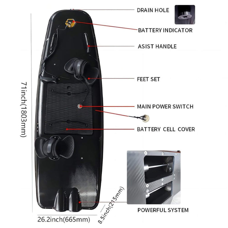 TTR High-Speed Electric Motorized ABS Water Jet Surfboard, 10KW (97821463) - SAKSBY.com - Electric Surfboards - SAKSBY.com