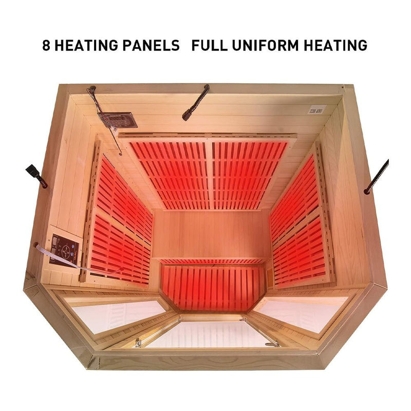 Two-Person Low EMF Infrared Wood Hemlock Sauna Room W/ Bluetooth Speakers & LED Lights (97583124) - Zoom Parts View