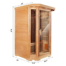 Two-Person Low EMF Infrared Wood Hemlock Sauna Room W/ Bluetooth Speakers & LED Lights (97583124) - Measurement View