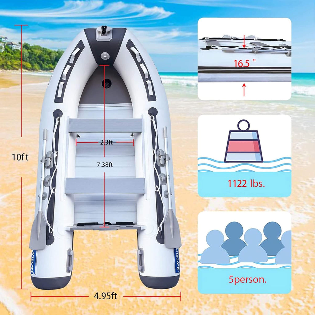 Virtue US 10FT 5-Person Inflatable Dinghy Transom Sport Tender Boat (SAK26183) - Saksby Wholelale - Dimensions View