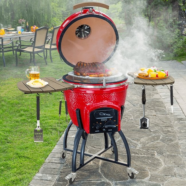 VISION GRILL C-Series Heavy Duty Red Ceramic Kamado Grill, 47" - SAKSBY.com - SAKSBY.com