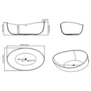WBT Premium Freestanding Extra Large Oval Stone Besin Soaking Bathtub, 71" (SAK80751) - Saksby Wholesale - Dimension View