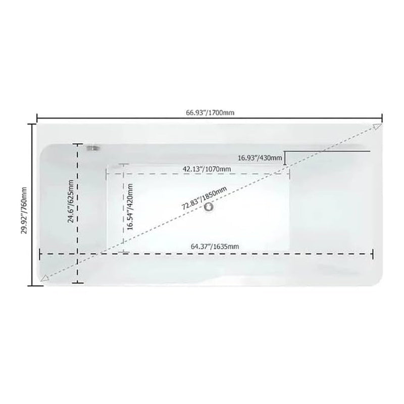 WBT Premium Modern Acrylic Alcove Rectangular Whirlpool Water Massage Bathtub, 67" (95213864) - SAKSBY.com - Bathtubs - SAKSBY.com