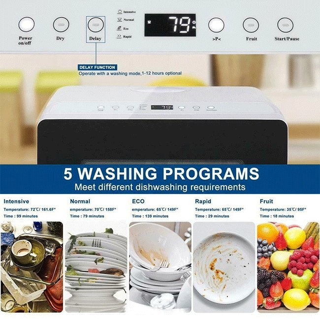 ZOKOP Small Portable Table Countertop Dishwasher Cleaner, 840W - SAKSBY.com - Portable Dishwashers - SAKSBY.com