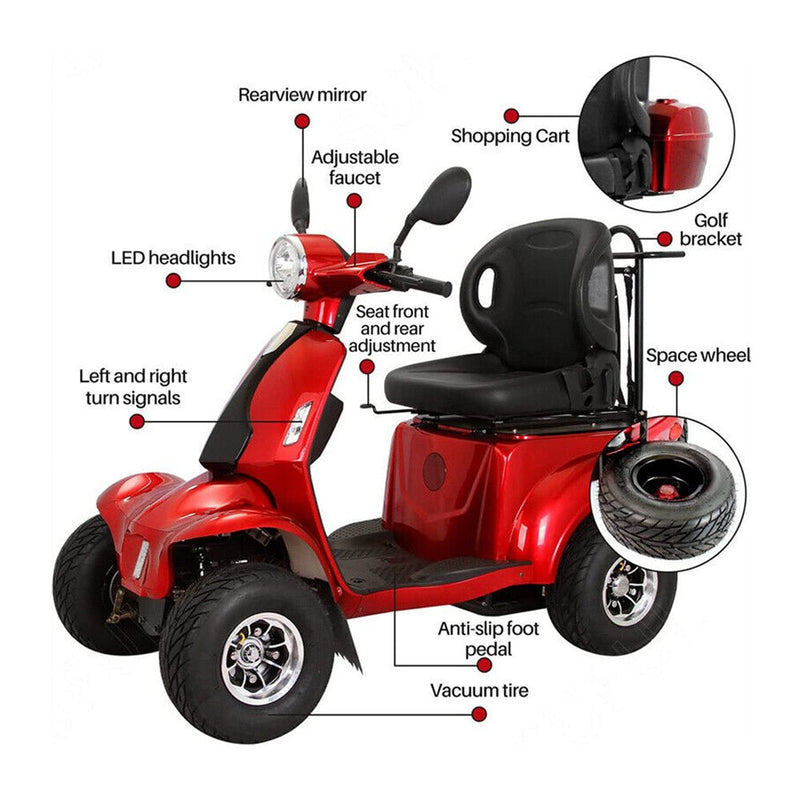 ZVG 4-Wheel 60V/20AH Electric Golf Senior Travel Mobility Scooter For Adults, 400LBS (91582627) - Detail View