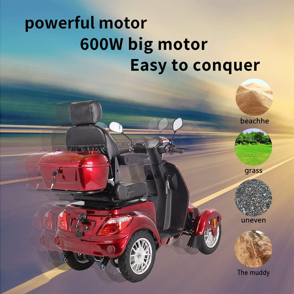 Zvg 600W 60V/20AH Four-Wheel Electric Elderly Handicap Adult Mobility Travel Scooter W/ Cover (SAK95716) - Saksby Wholesale -  Demonstration View