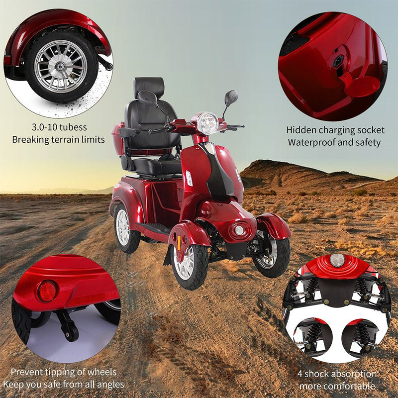 ZVG 600W 60V/20AH Four-Wheel Electric Elderly Handicap Adult Mobility Travel Scooter W/ Cover (95716483) - Zoom Parts View