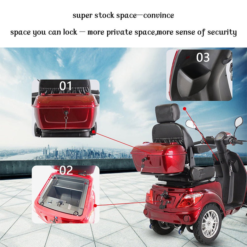 ZVG 600W 60V/20AH Four-Wheel Electric Elderly Handicap Adult Mobility Travel Scooter W/ Cover (95716483) - Zoom Parts Vie