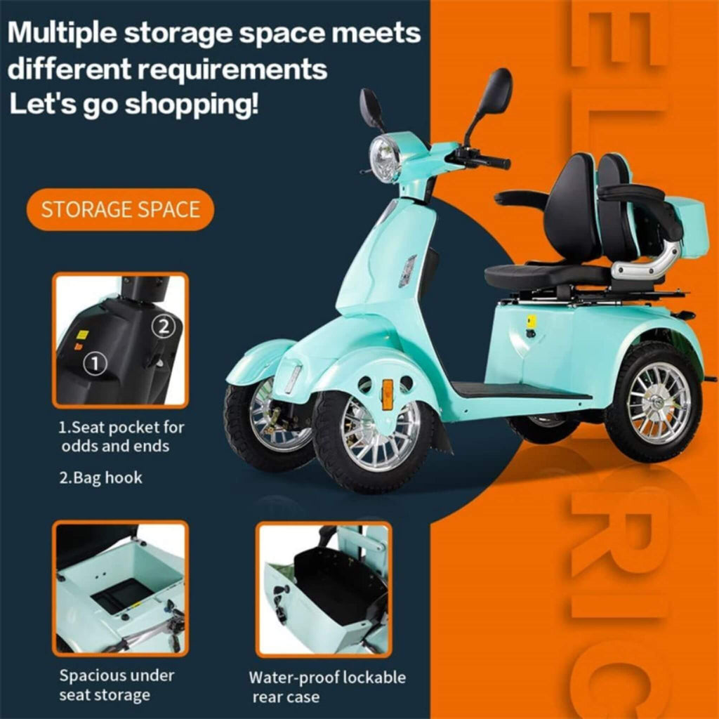 Zvg Heavy-Duty 800W 60V/20AH Four Wheel All-Terrain Travel Mobility Scooter For Adults And Seniors, 500LB (SAK97156) - Saksby Wholesale - Multiple Storage