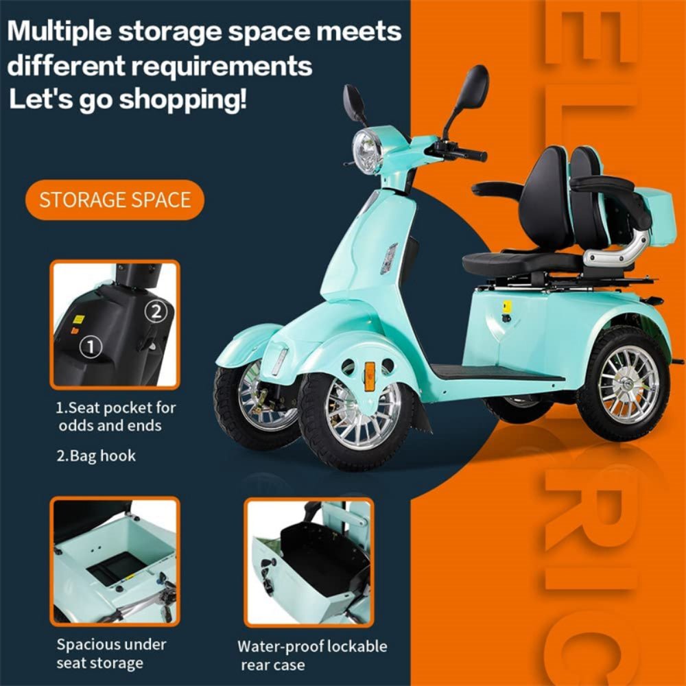 ZVG Heavy Duty 800W 60V/20AH Four Wheel All-Terrain Travel Mobility Scooter For Adults And Seniors, 500LB Parts View
